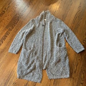 Pure J Jill Linen Duster Cardigan Open Long Line M Nubby Sweater Cozy Comfort